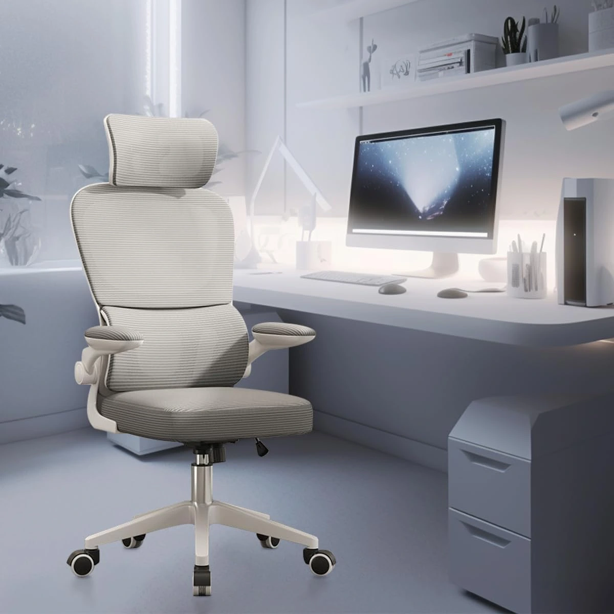 Cadeira de escritório, design ergonômico com suporte lombar