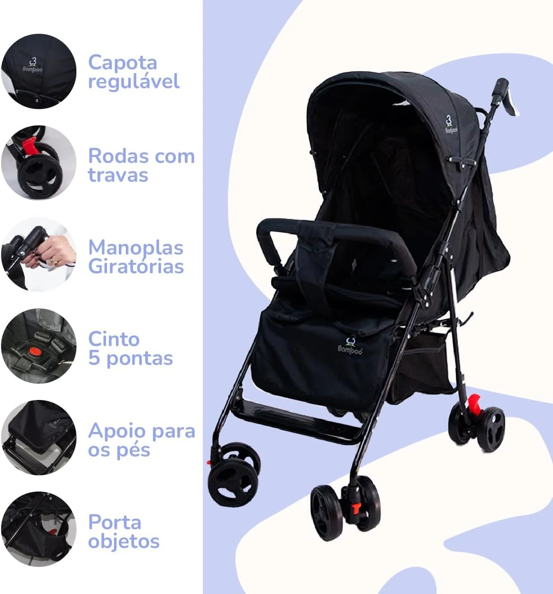 Carrinho Bebê Passeio Menina Menino Reclinável Vira Berço + Colchonete