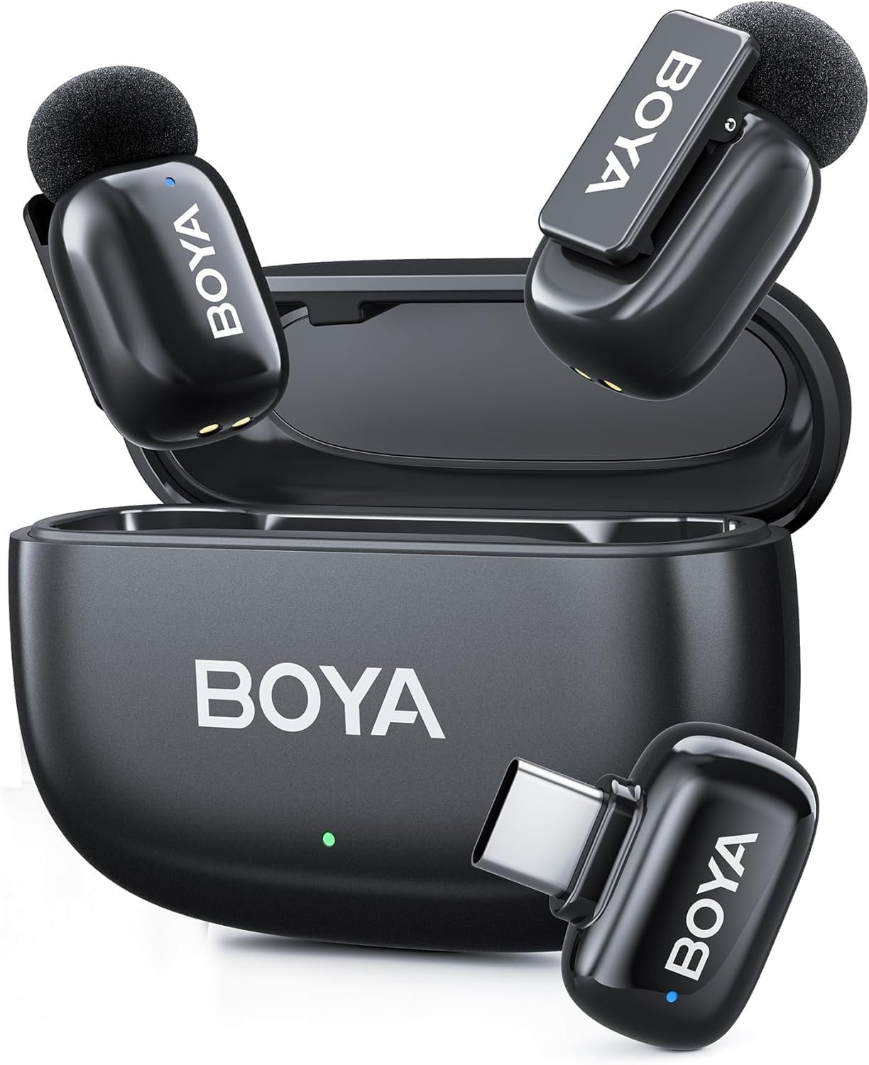 Microfone Lapela Boya Mini-14 USB-C Sem Fio, Preto | Áudio Profissional, Gravações e Lives, Compatível Dispositivos USB-C, Discreto e Portátil, Ideal para Profissionais