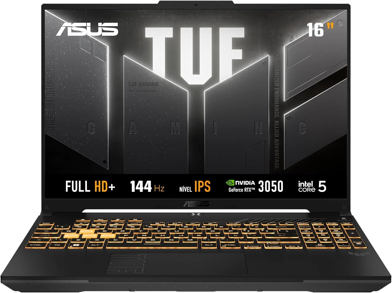 Notebook ASUS TUF Gaming F16 Intel Core 5, RTX 3050, 16 GB, 512 GB SSD, W11 Home,Tela 16.0'' FHD, Mecha Gray - FX607VJ-RL007W