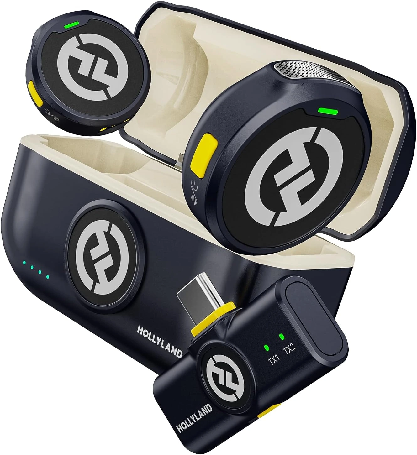 Hollyland Lark M2 Microfone Lapela Sem Fio, Compatível com Android, IPhone 15, Cancelamento de Ruído Inteligente, Transmissão Sem Fio de 300M, 30 H Duração de Bateria, Ideal para Vlog-Preto